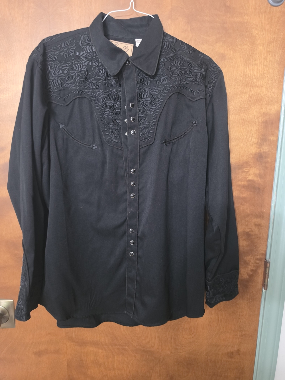 Scully Black Embroidered Western Snap-Front Shirt